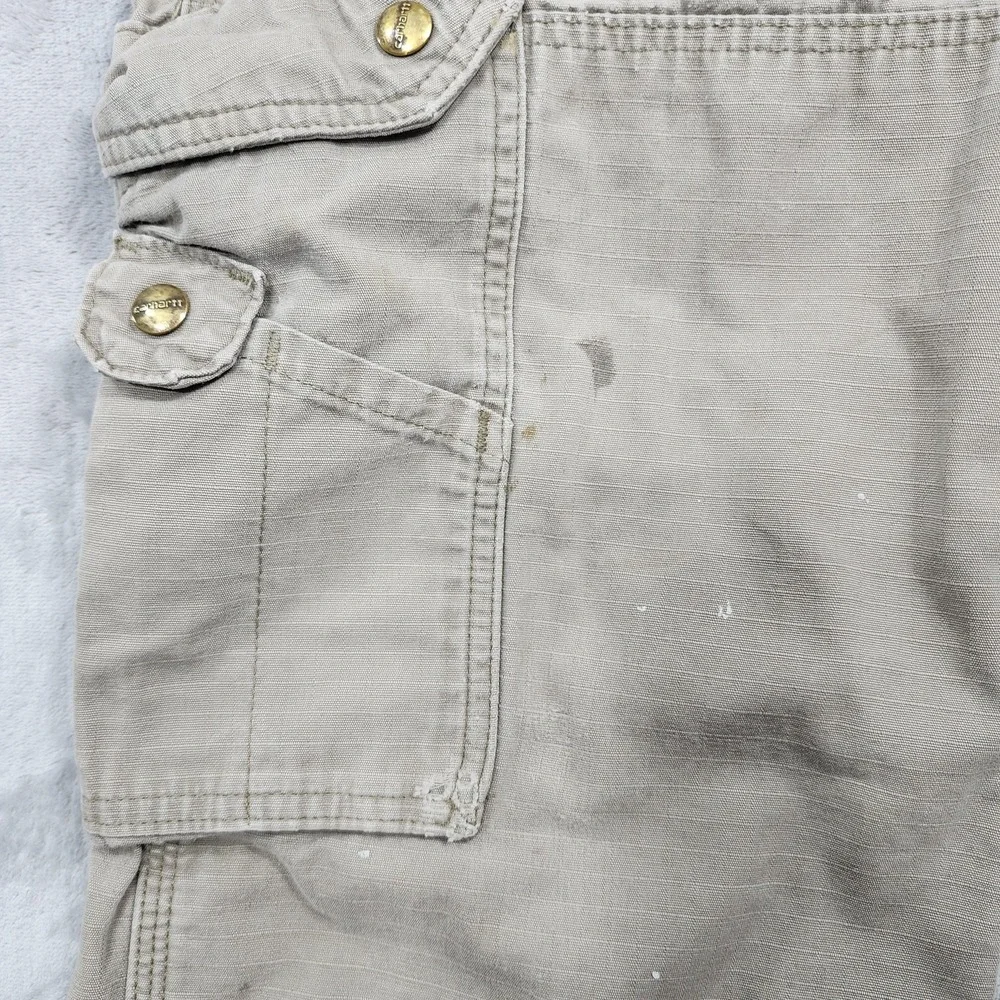 Carhartt Pants Mens 32x30* Beige Relaxed Fit Double Front Ripstop Cargo Utility